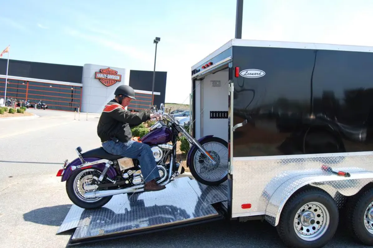 Motorcycle loaded for nationwide transport to Frosty’s